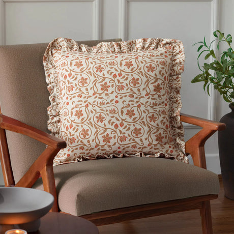 Linen Filigree Linen / Ochre Cushion Cover or Filled Cushion 50cm x 50cm - additional product view 1