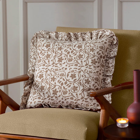 Linen Filigree Linen / Olive Cushion Cover or Filled Cushion 50cm x 50cm - additional product view 1