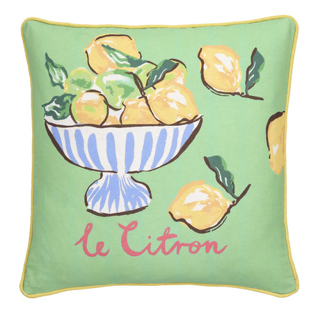 Fusion Lemon Fruit Bowl 100% Cotton Outdoor Filled Cushion 3