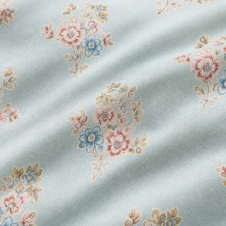 Macro close-up of the polycotton fabric on the Lorena Patchwork Floral Duck Egg Polycotton Duvet Cover Set