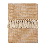 Lorne Waffle Tasselled Honey 100% Cotton Throw Blanket 150cm x 200cm - additional product view 2
