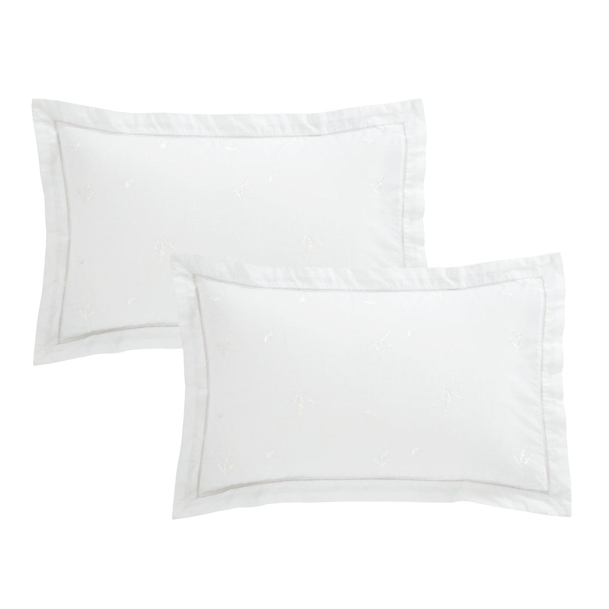 Bianca Lottie Floral Embroidery 180 Thread Count Cotton Oxford Pillowcase White