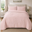 Luana Blush soft microfibre duvet cover set styled on a calm bedroom bed