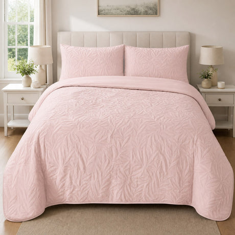 Luana Blush soft microfibre duvet cover set styled on a calm bedroom bed