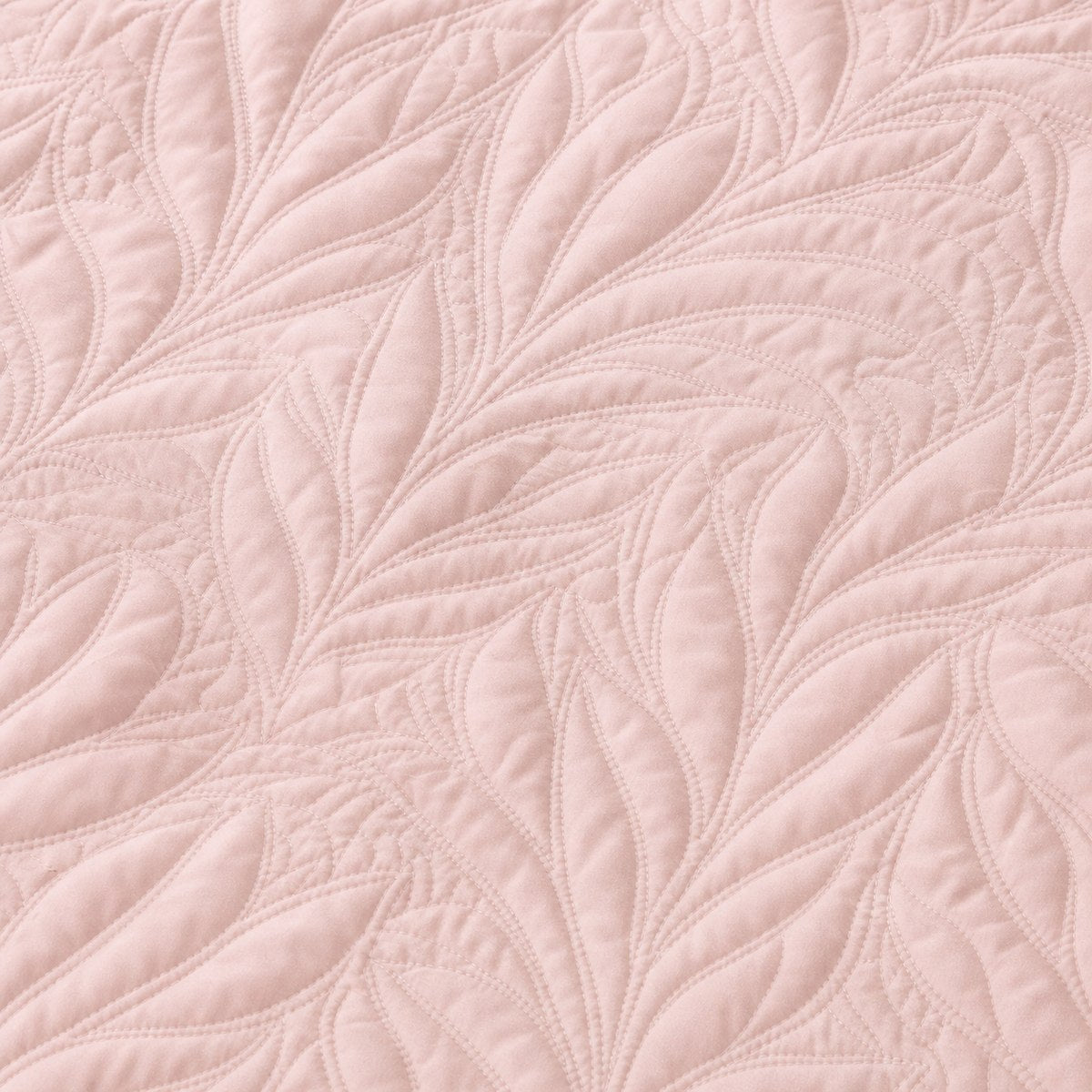 Macro close-up of the blush pink Luana soft microfibre leaf stitch fabric
