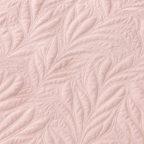 Macro close-up of the blush pink Luana soft microfibre leaf stitch fabric