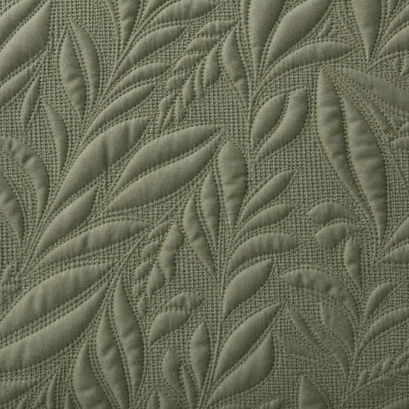 Macro close-up of the dark olive green Luana soft microfibre leaf stitch fabric