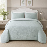 Luana Green soft microfibre duvet cover set styled on a calm bedroom bed