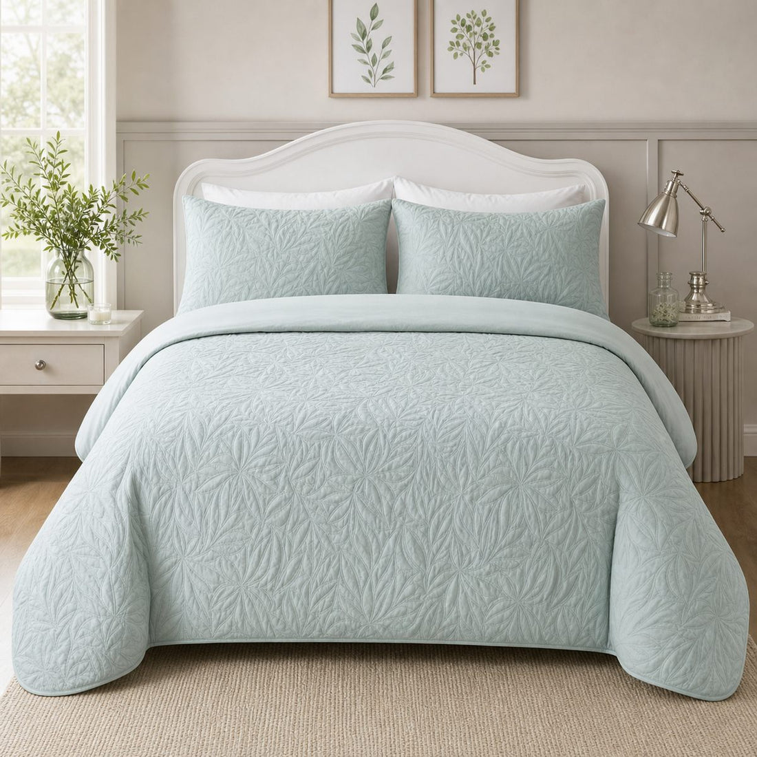Luana Soft Microfibre Green Duvet Cover Bedding Set