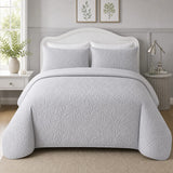 Luana Silver soft microfibre duvet cover set styled on a calm bedroom bed