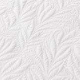 Macro close-up of the white Luana soft microfibre leaf stitch fabric