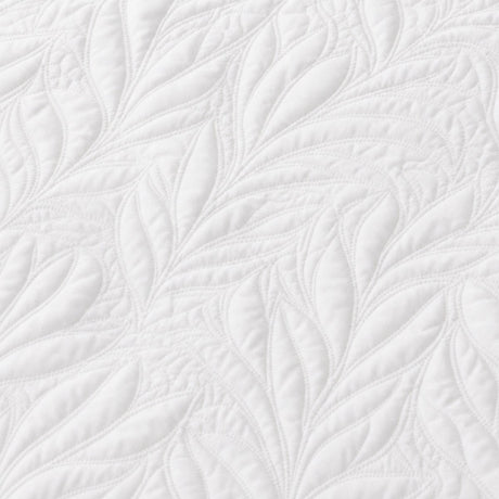 Macro close-up of the white Luana soft microfibre leaf stitch fabric