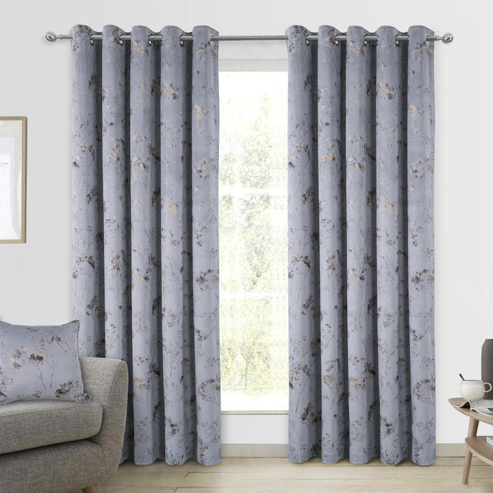 Lucia Metallic Thermal Eyelet Curtains Grey - Ideal