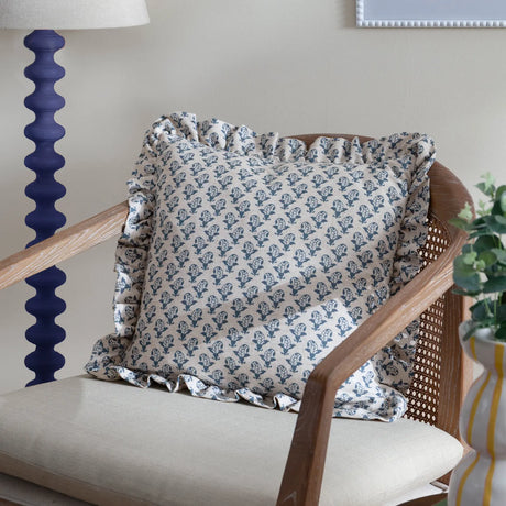 Lulah Block Linen / Blue Cushion Cover or Filled Cushion 45cm x 45cm - additional product view 1