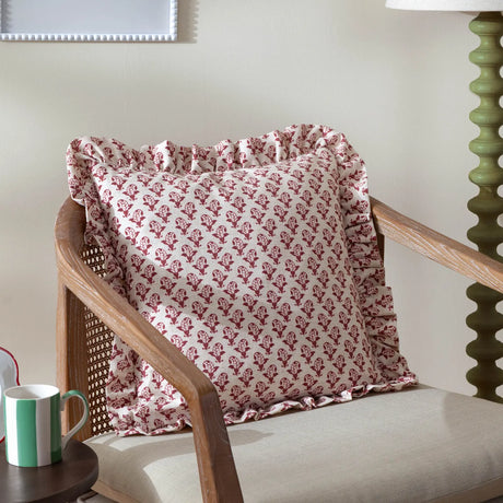 Lulah Block Linen / Red Cushion Cover or Filled Cushion 45cm x 45cm - additional product view 1