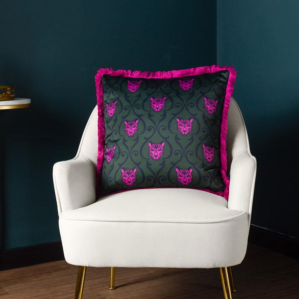 Lupita Cheetah Emerald & Pink Cushion Cover 20" x 20" - Ideal