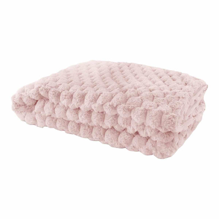 Lush Luxurious Fluffy Faux Rabbit Fur Throw Blanket Blush Pink - Ideal