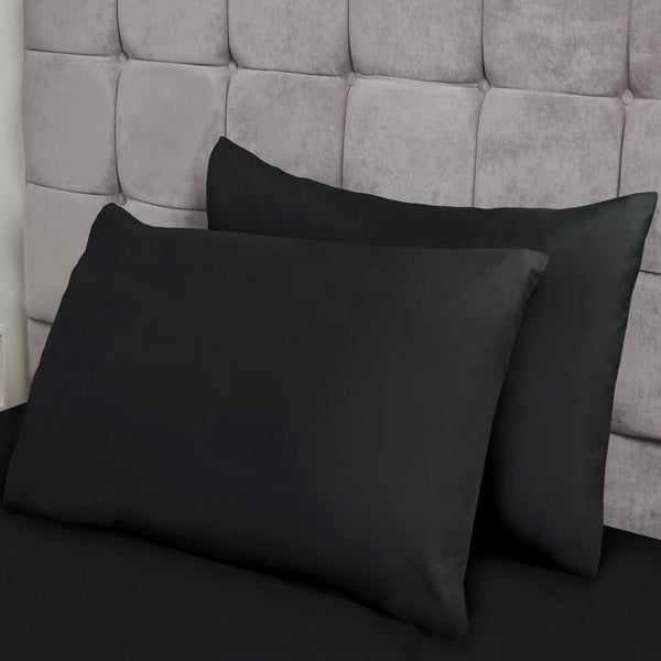Lyla Microfibre Black Pillowcase Pair - Ideal