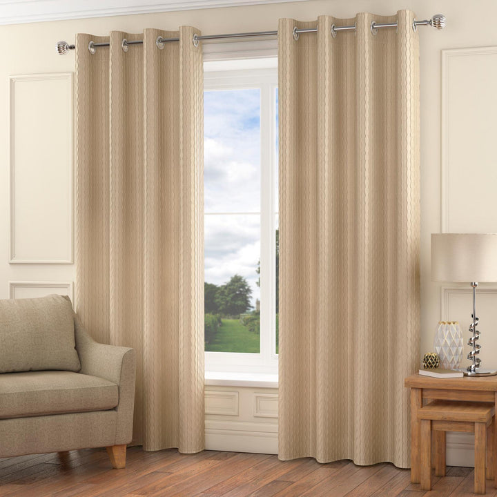 Madison Lined Eyelet Curtains Natural 66" x 72" - Ideal