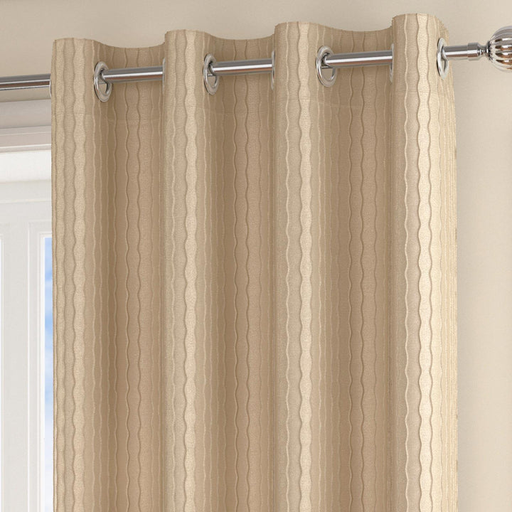Madison Lined Eyelet Curtains Natural 66" x 72" - Ideal