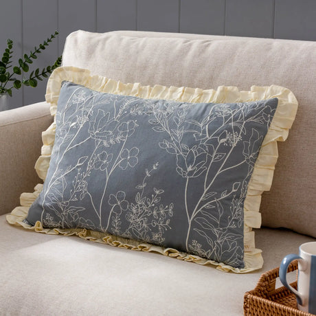 Mae 100% Cotton French Blue Cushion Cover or Filled Cushion 30cm x 50cm - additional product view 1