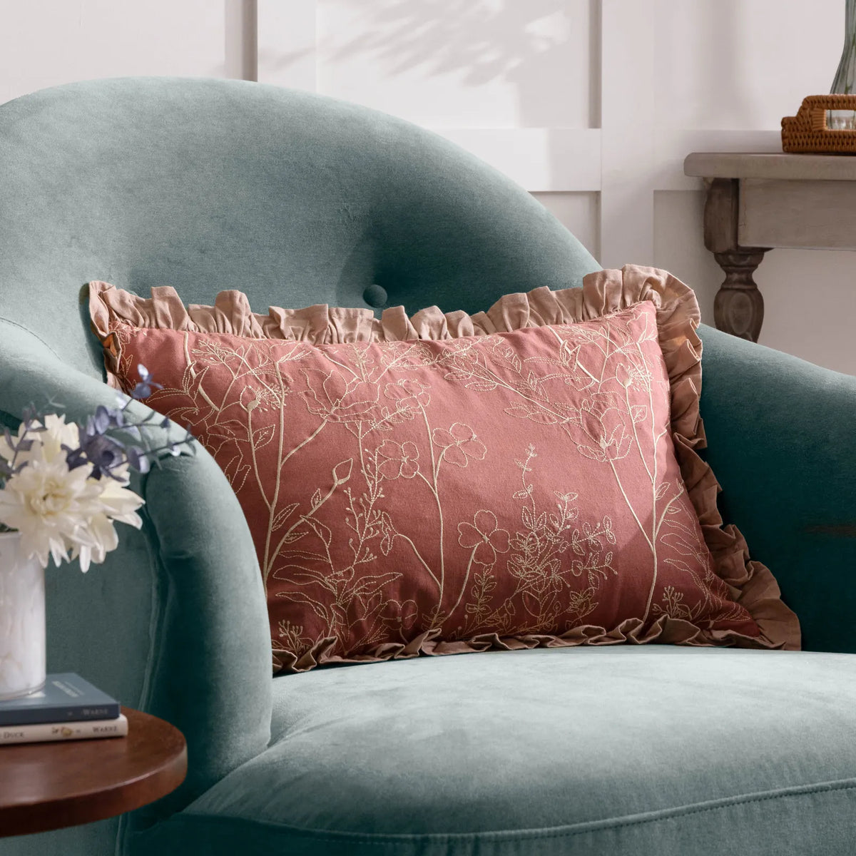 Mae 100% Cotton Petrol Cushion Cover or Filled Cushion 30cm x 50cm - additional product view 1