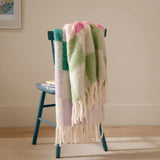 Maisie Checked Tasselled Throw Aqua Blossom 130 x 180cm - image 1