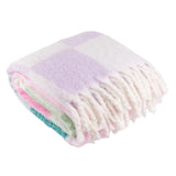 Maisie Checked Tasselled Throw Aqua Blossom 130 x 180cm - image 2