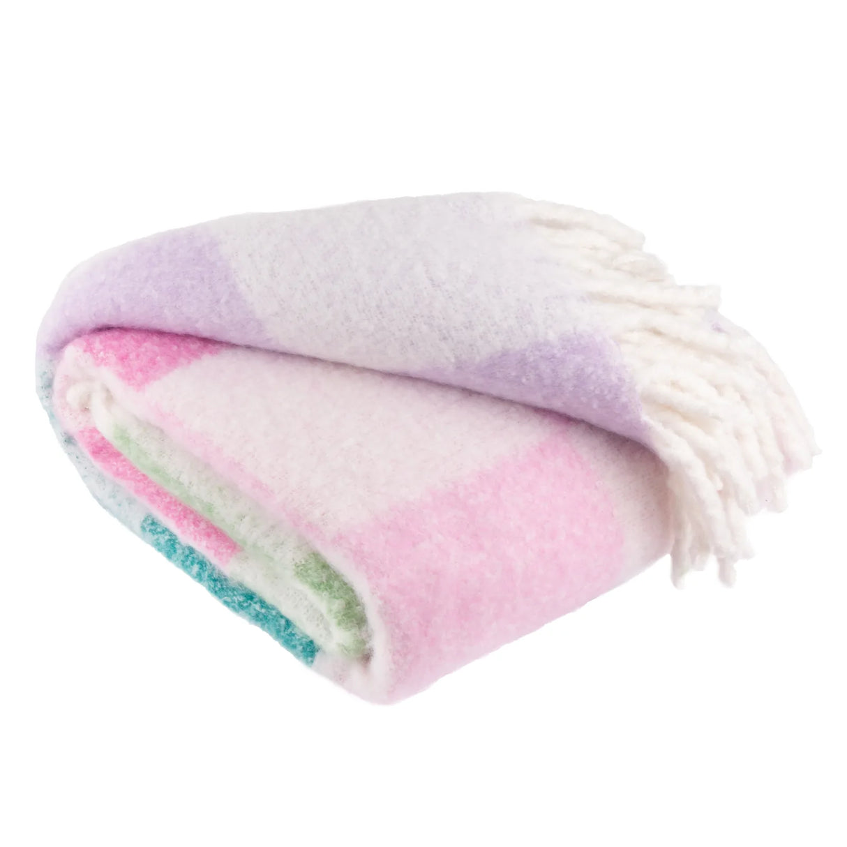 Maisie Checked Tasselled Throw Aqua Blossom 130 x 180cm - image 3