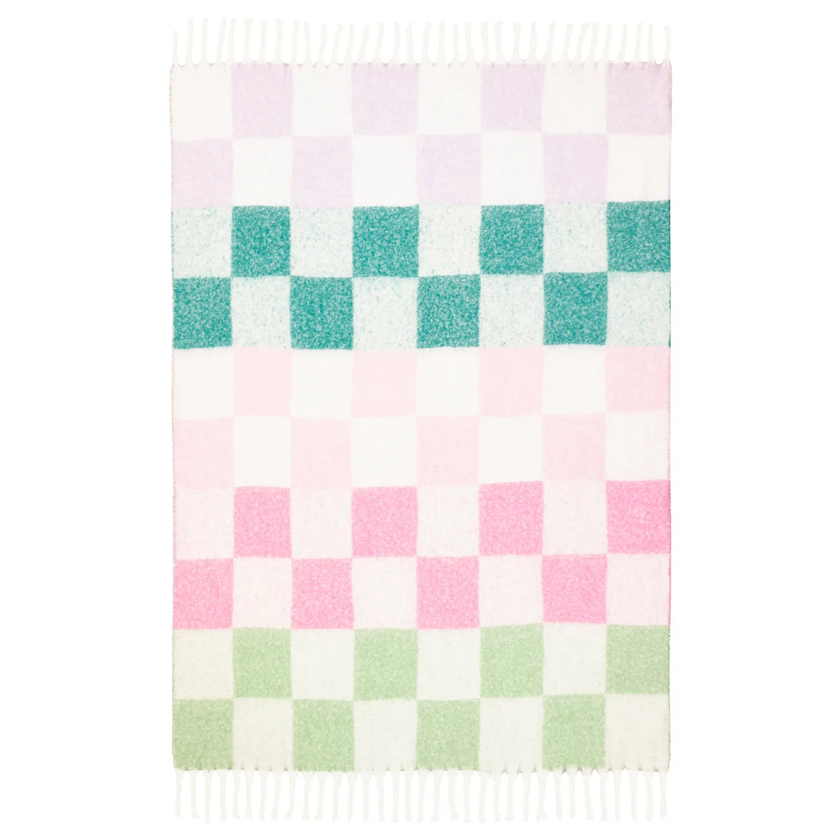 Maisie Checked Tasselled Throw Aqua Blossom 130 x 180cm - image 5