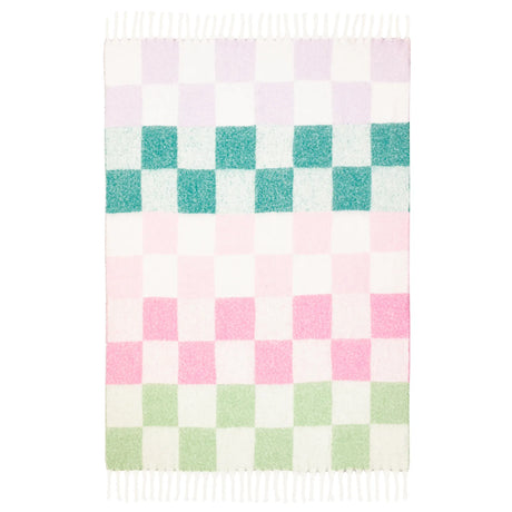 Maisie Checked Tasselled Throw Aqua Blossom 130 x 180cm - image 5