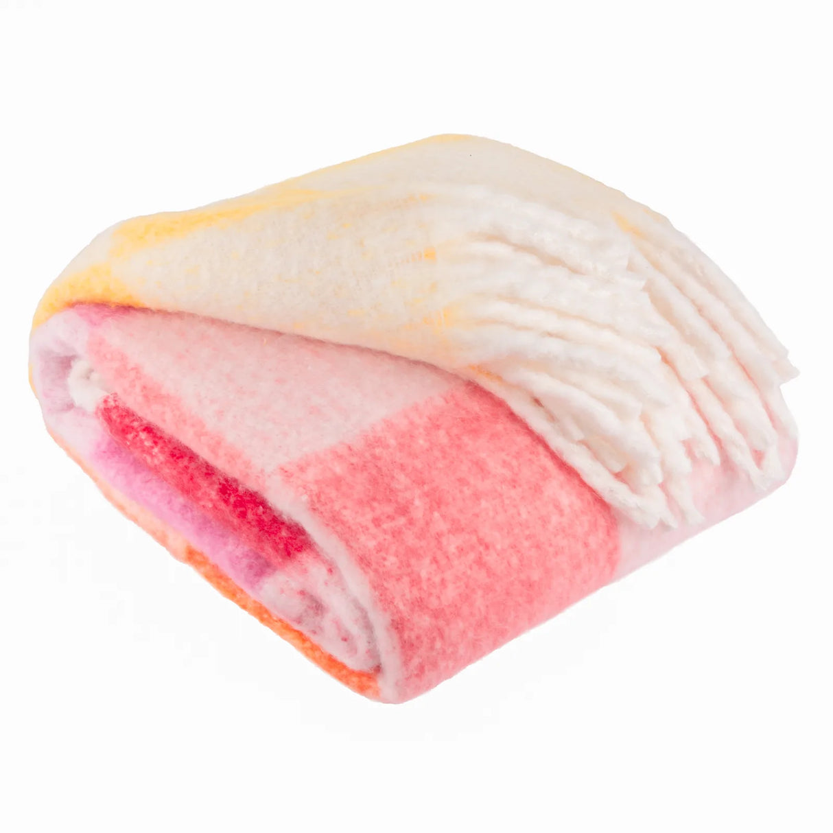 Maisie Checked Tasselled Throw Citrus Blush 130 x 180cm - image 3