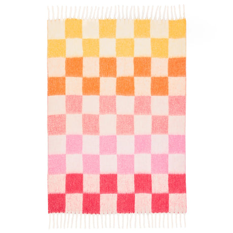 Maisie Checked Tasselled Throw Citrus Blush 130 x 180cm - image 5