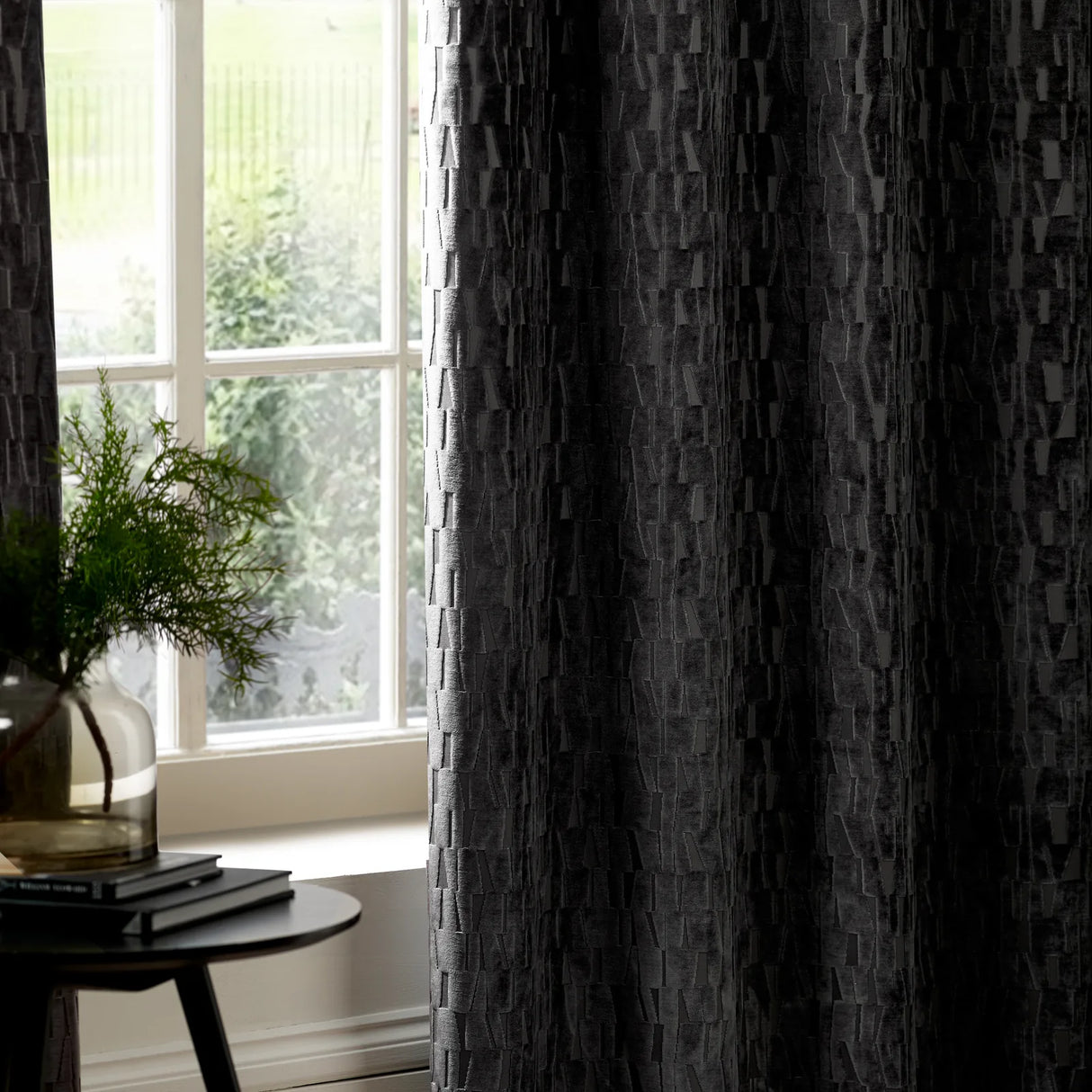 Manhattan Fully Lined Velvet Eyelet Curtains Charcoal - image 6