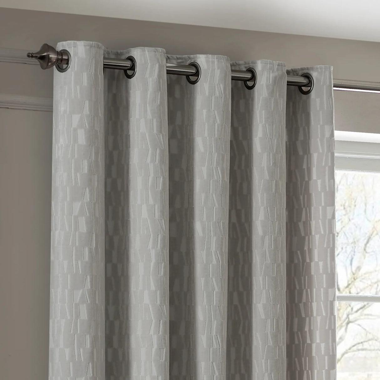 Manhattan Fully Lined Velvet Eyelet Curtains Silver - image 4