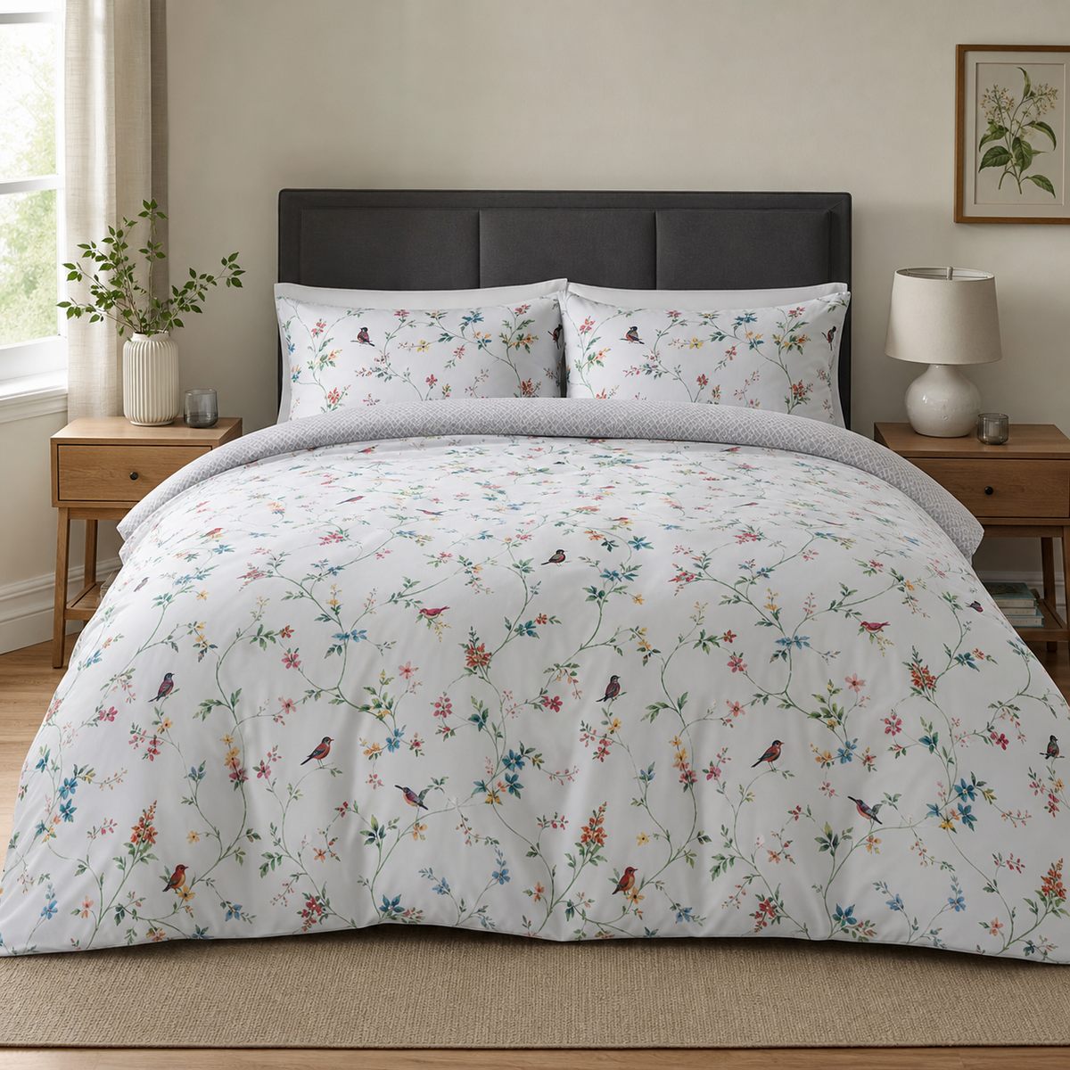 Mansfield Polycotton Duvet Cover Set styled on a bed in a coordinated bedroom lifestyle scene