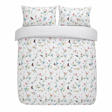 Overhead flat lay of the Mansfield Polycotton Duvet Cover Set with two matching pillowcases