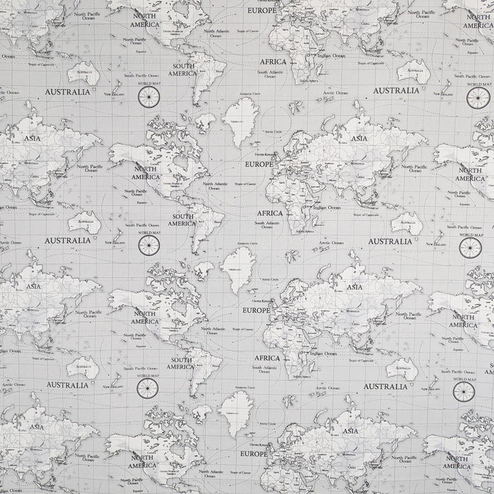 Maps Grey Made To Measure Roman Blind - Ideal