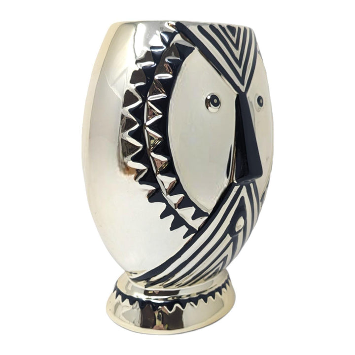 Mara Lion Black and Gold Vase 19cm - Ideal