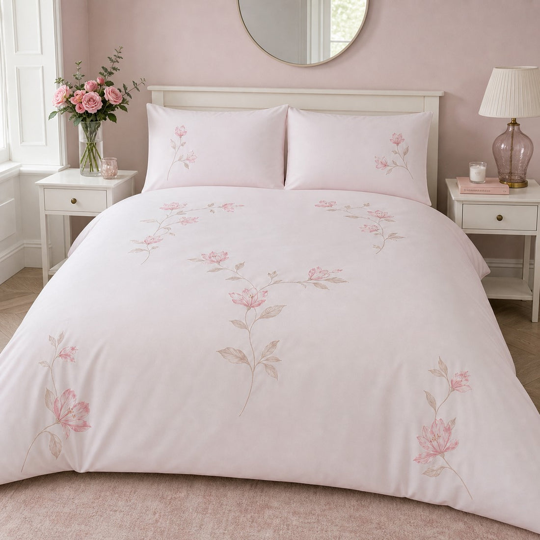 Margot Polycotton Duvet Cover Set - Pink