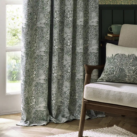 Marigold Leaf Green Thermal Blackout Dimout Pencil Pleat Curtains - additional product view 3