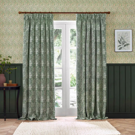 Marigold Leaf Green Thermal Blackout Dimout Pencil Pleat Curtains - additional product view 5