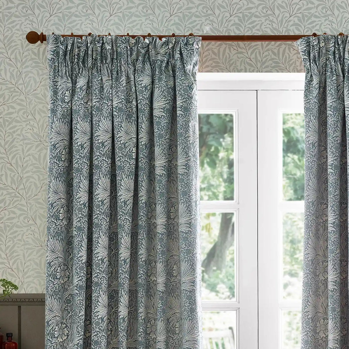 Marigold Indigo Thermal Blackout Dimout Pencil Pleat Curtains - additional product view 2