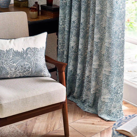 Marigold Indigo Thermal Blackout Dimout Pencil Pleat Curtains - additional product view 4