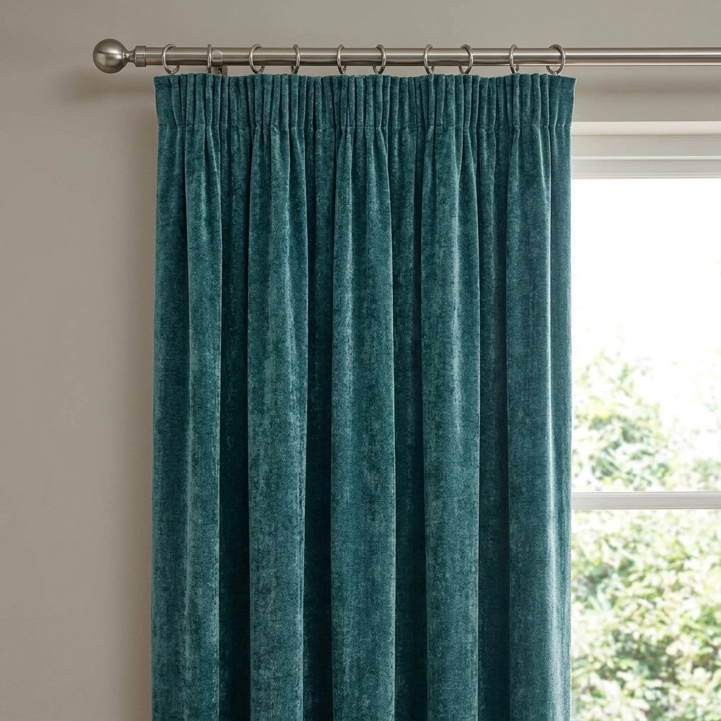 Heavy Chenille Lined Tape Top Pencil Pleat Curtains 17