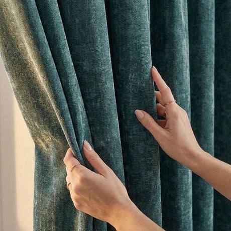 Heavy Chenille Lined Tape Top Pencil Pleat Curtains 18