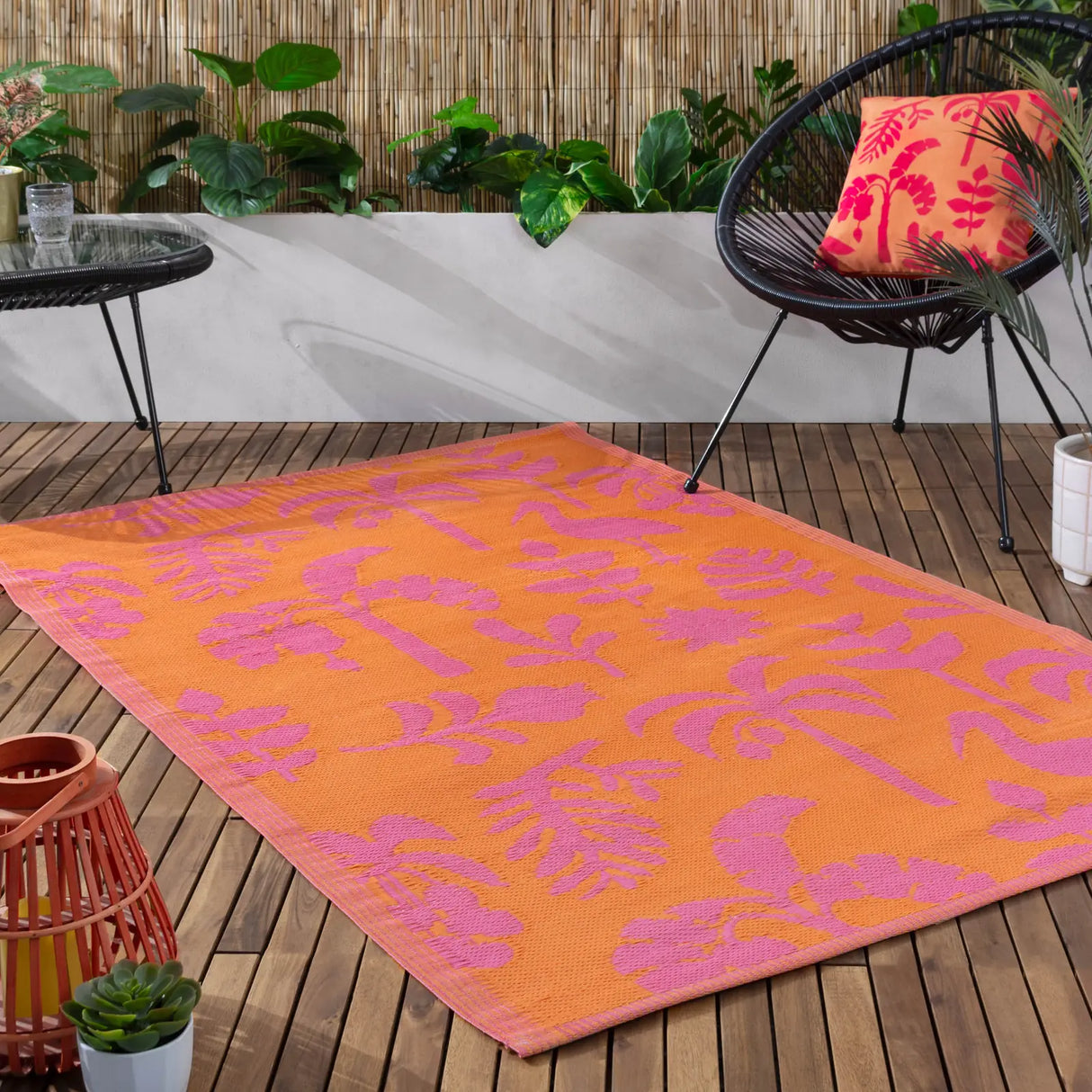 Marula Outdoor/Indoor 100% Recycled Outdoor Rug Orange/Pink 120 x 180cm - image 2