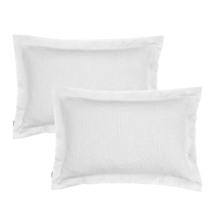 Matelassé Jacquard Leaves Pillowcase Pair White - Ideal