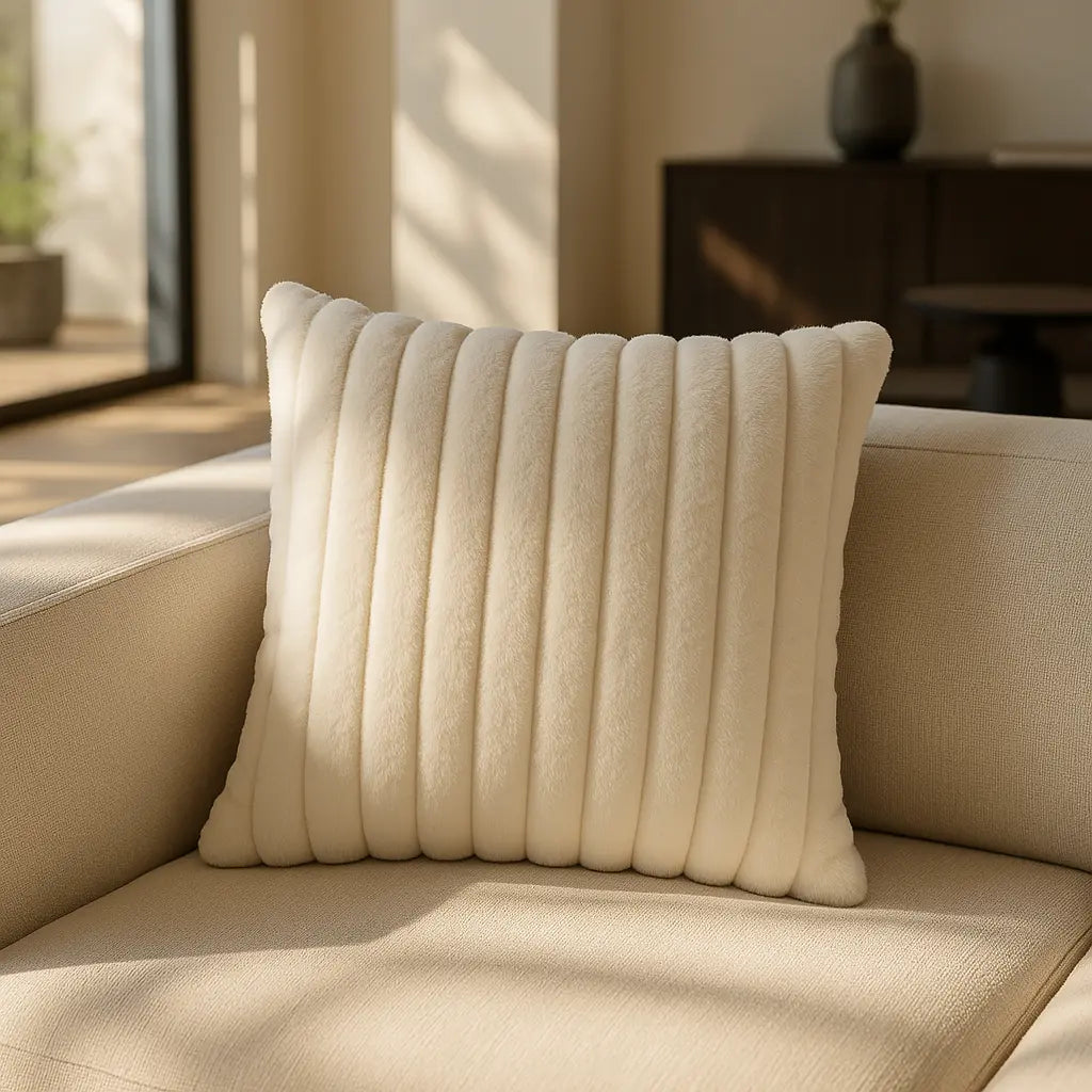 Mayfair Fur White Cushion Cover and Filled Cushion 50cm x 50cm