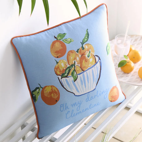 Fusion My Darling Clementine 100% Cotton Fruit Print Filled Cushion